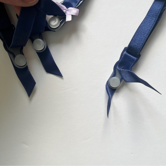 NWT Victoria's Secret Lingerie Corset Garter Lace Navy Lace Lilac Bustier 34C - Picture 12 of 16